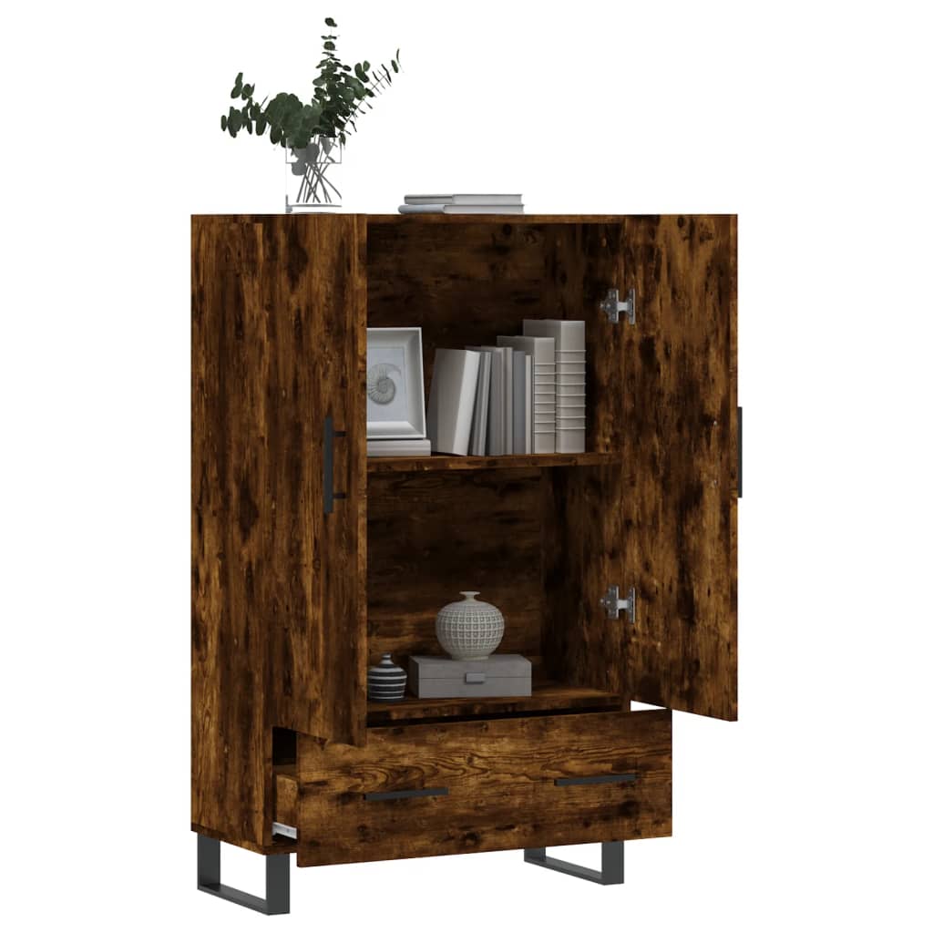 Hoge kast 69,5x31x115 cm bewerkt hout gerookt eikenkleurig – afbeelding 4