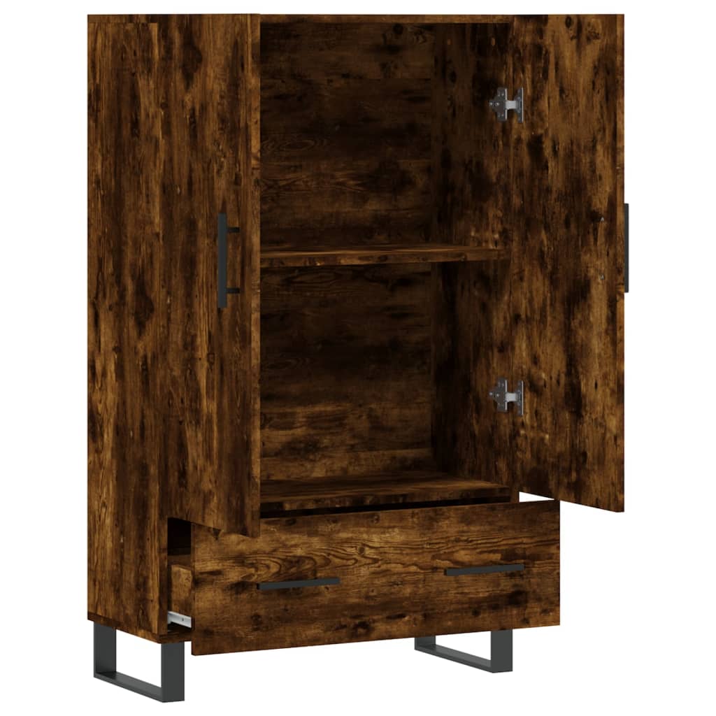 Hoge kast 69,5x31x115 cm bewerkt hout gerookt eikenkleurig – afbeelding 5