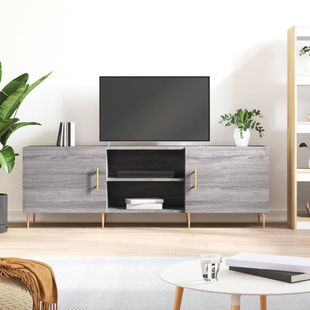Tv-meubel 150x30x50 cm bewerkt hout grijs sonoma eikenkleurig – afbeelding 1