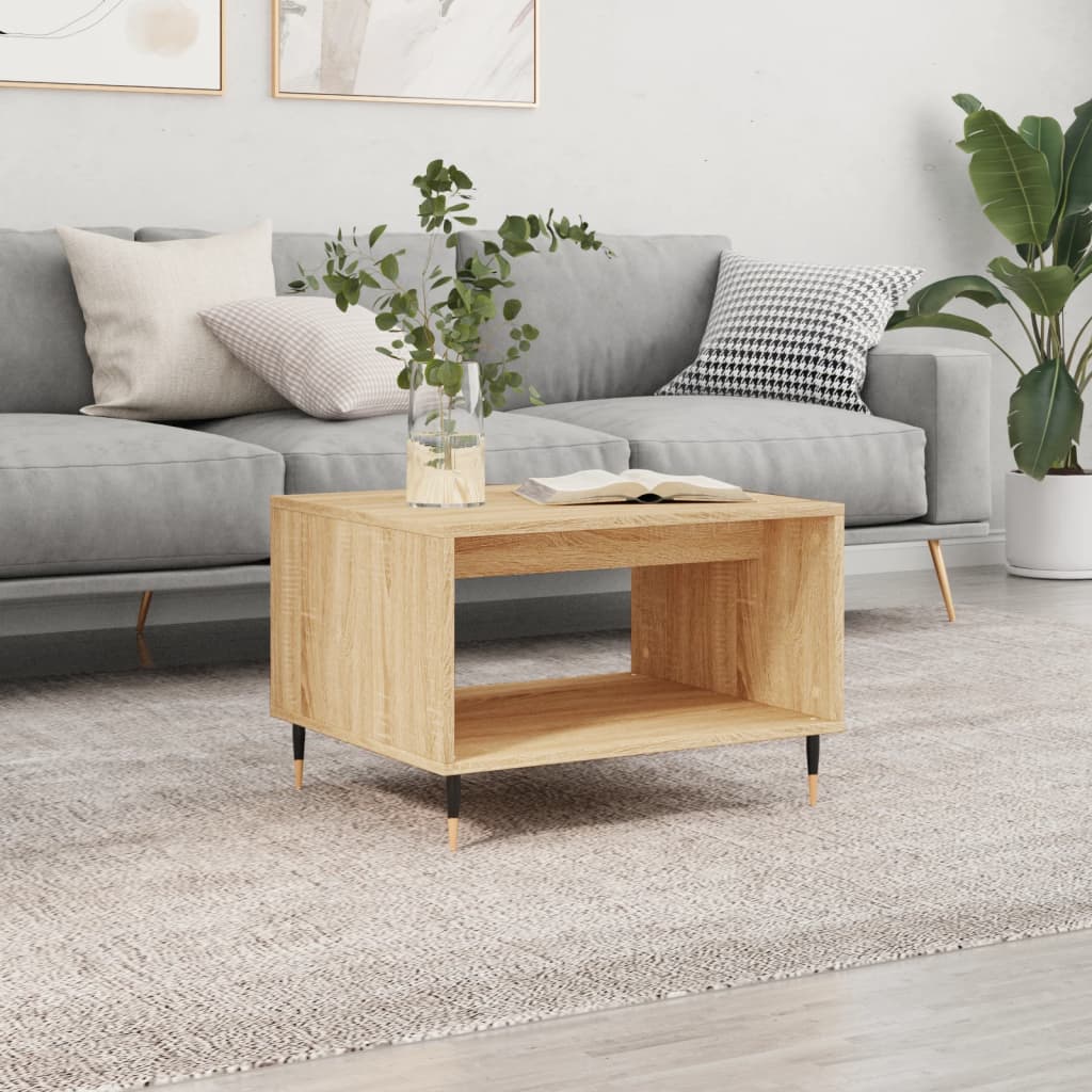 Salontafel 60x50x40 cm bewerkt hout sonoma eikenkleurig – afbeelding 1