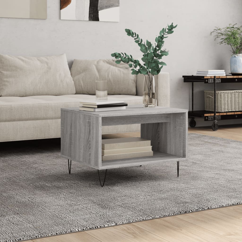 Salontafel 60x50x40 cm bewerkt hout grijs sonoma eikenkleurig – afbeelding 1
