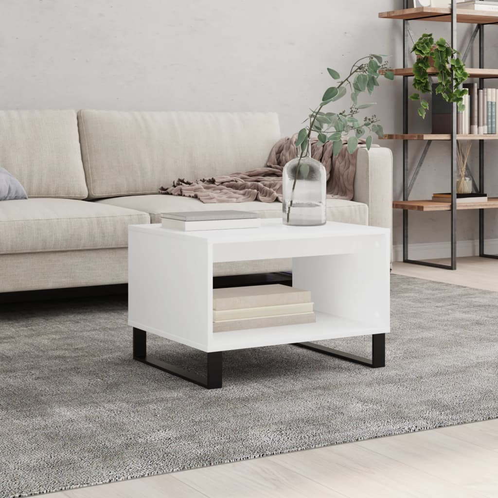 Salontafel 60x50x40 cm bewerkt hout wit – afbeelding 1