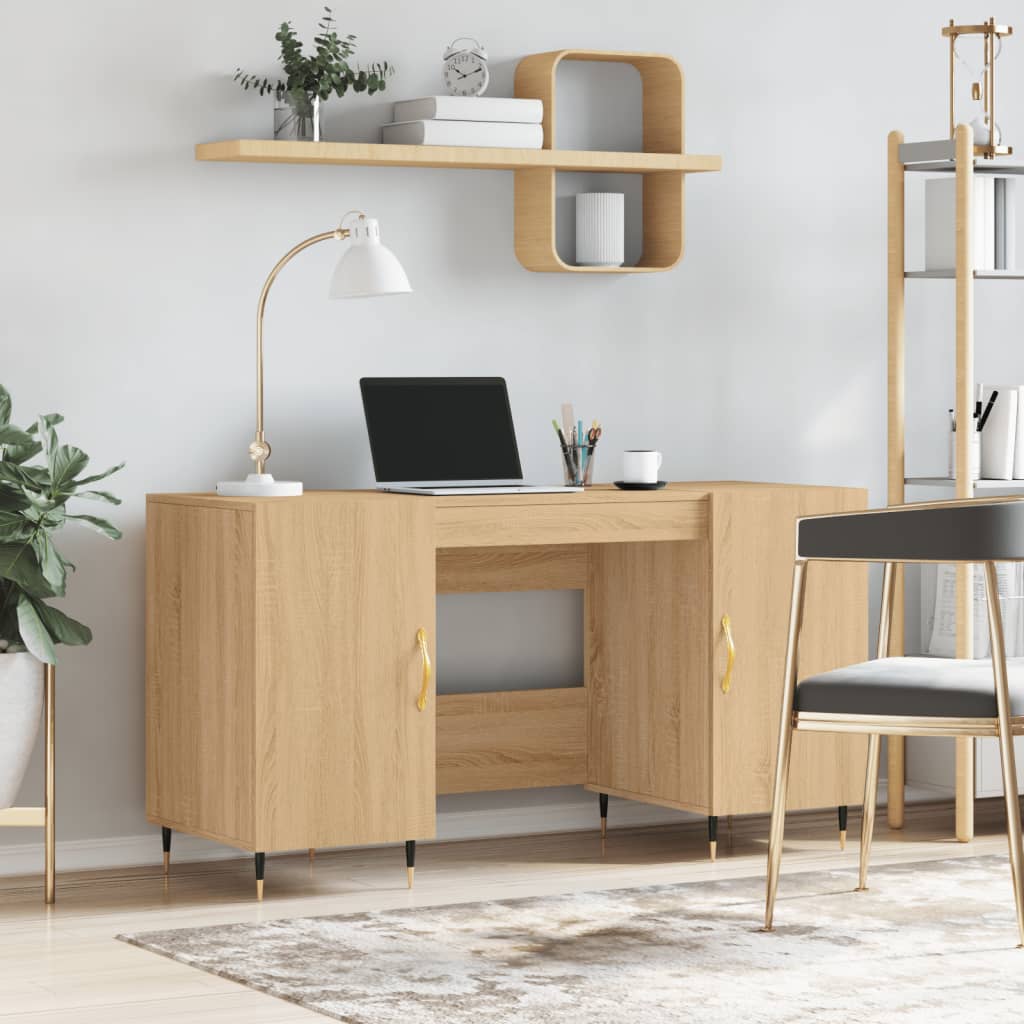 Bureau 140x50x75 cm bewerkt hout sonoma eikenkleurig