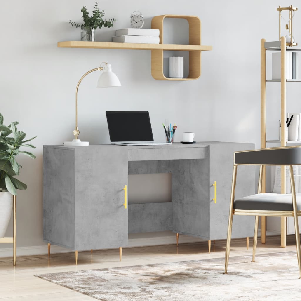 Bureau 140x50x75 cm bewerkt hout betongrijs