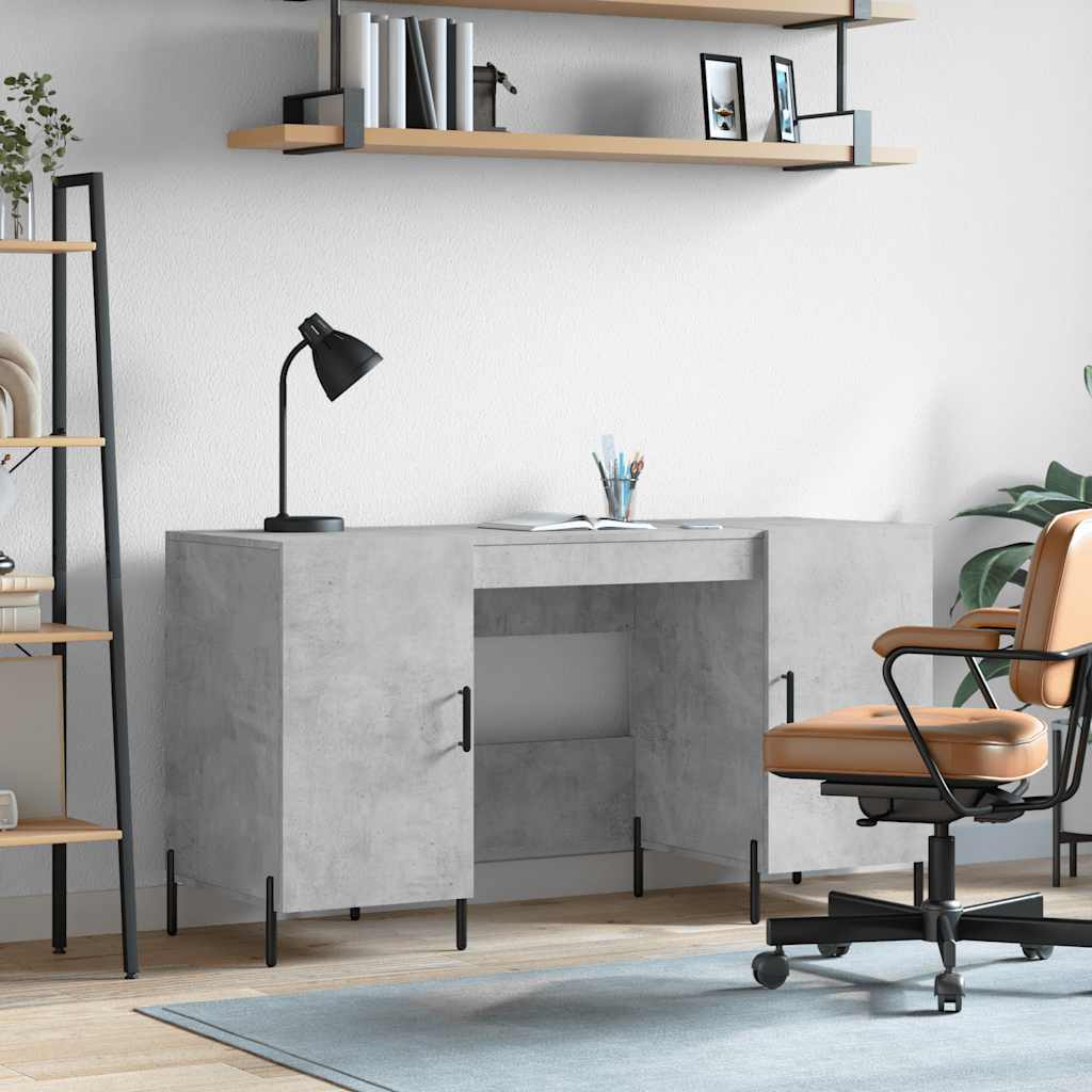 Bureau 140x50x75 cm bewerkt hout betongrijs