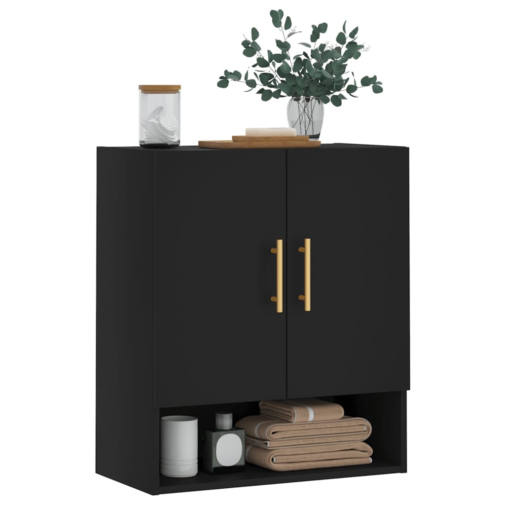 Wandkast 60x31x70 cm bewerkt hout zwart – afbeelding 3
