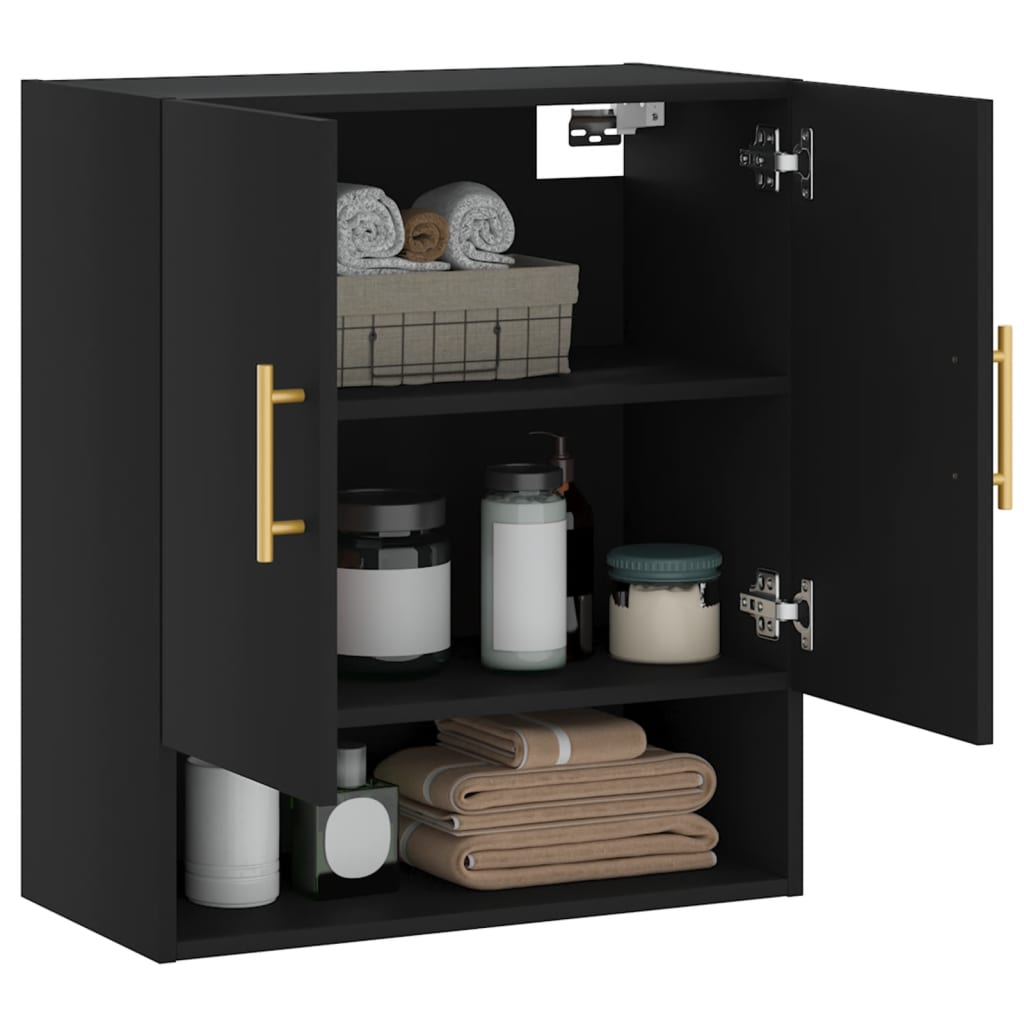 Wandkast 60x31x70 cm bewerkt hout zwart – afbeelding 4
