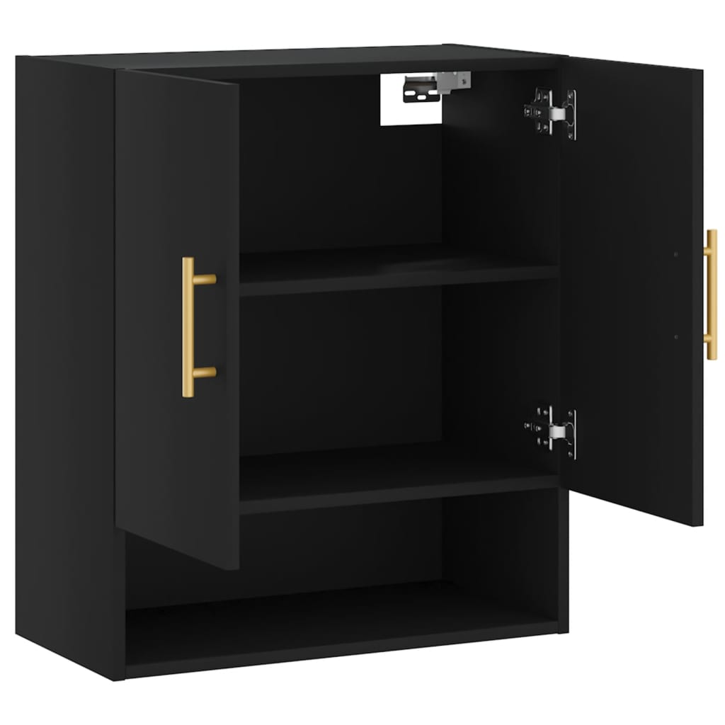 Wandkast 60x31x70 cm bewerkt hout zwart – afbeelding 6