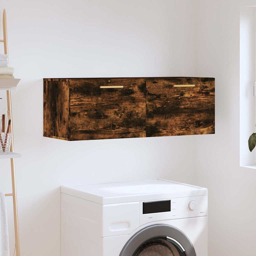 Wandkast 100x36,5x35 cm bewerkt hout gerookt eikenkleurig