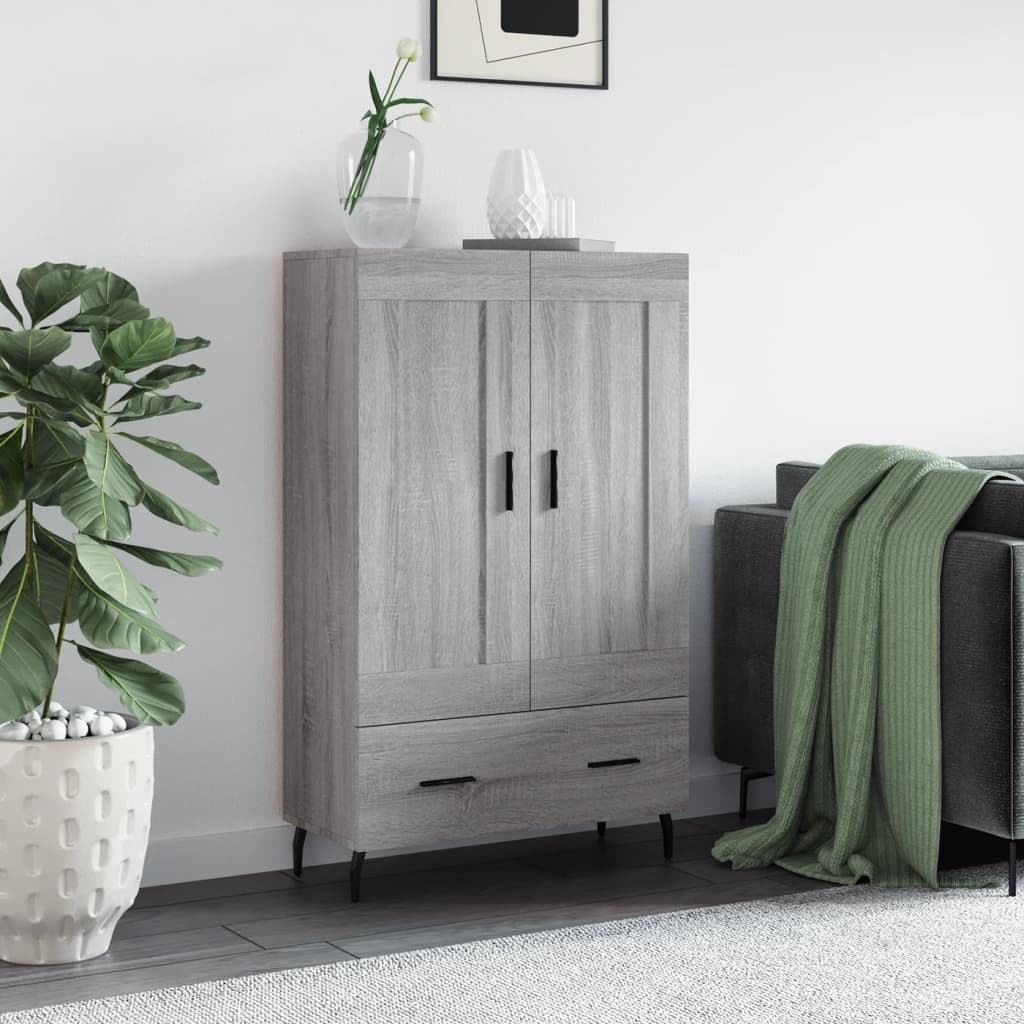 Hoge kast 69,5x31x115 cm bewerkt hout grijs sonoma eikenkleurig