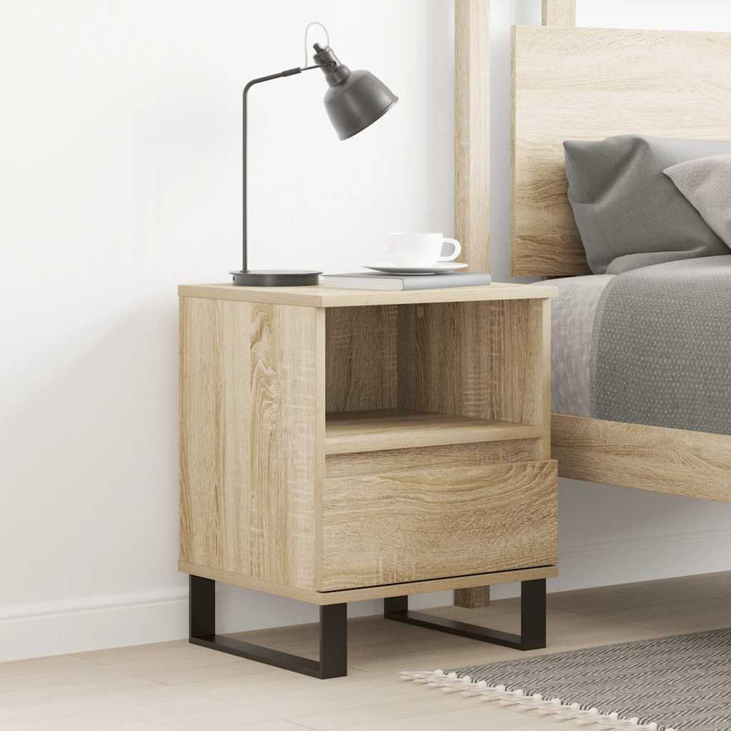 Nachtkastje 40x35x50 cm bewerkt hout sonoma eikenkleurig