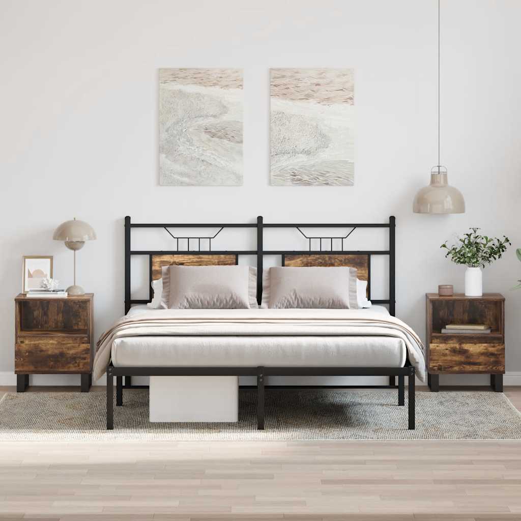 Nachtkastjes 2 st 40x35x50 cm bewerkt hout gerookt eikenkleurig