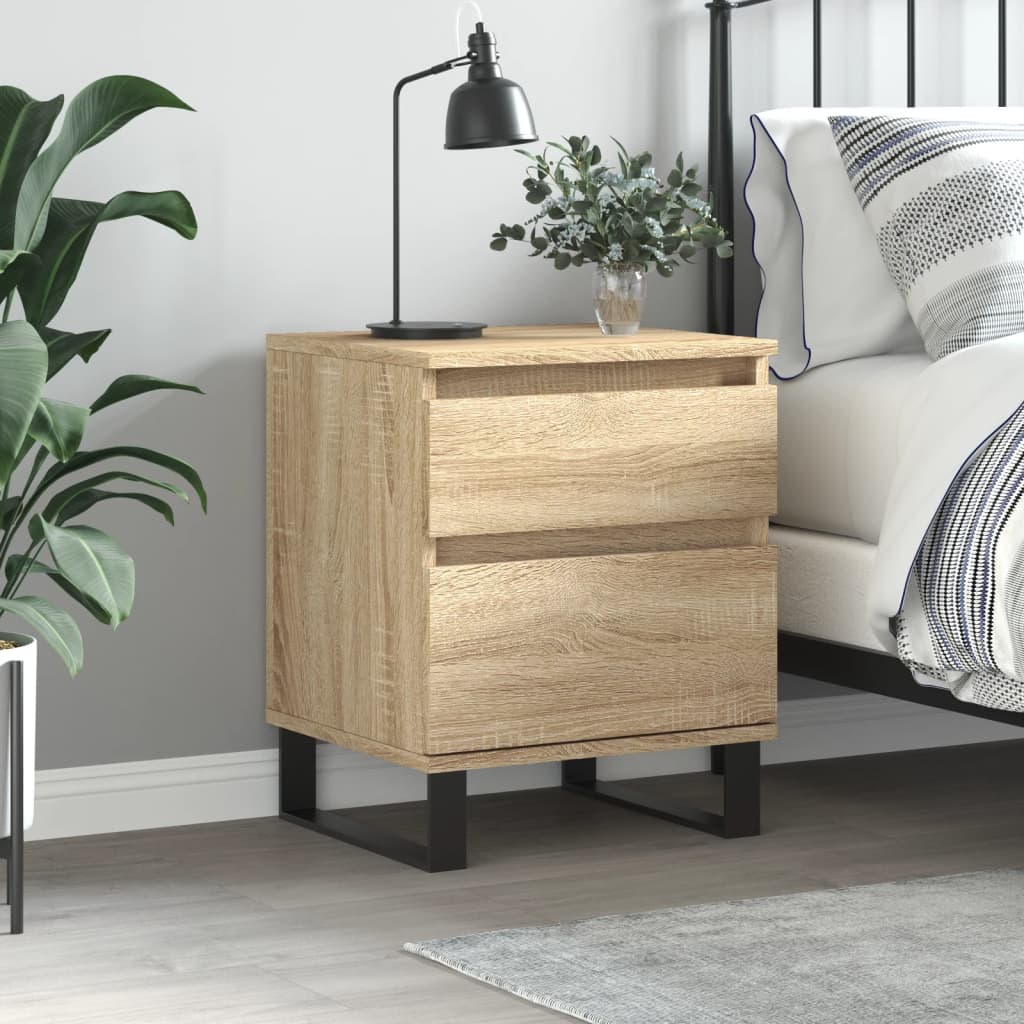 Nachtkastje 40x35x50 cm bewerkt hout sonoma eikenkleurig