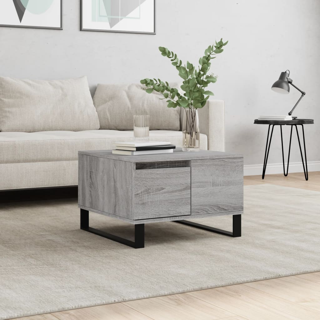 Salontafel 55x55x36,5 cm bewerkt hout grijs sonoma eikenkleurig – afbeelding 1