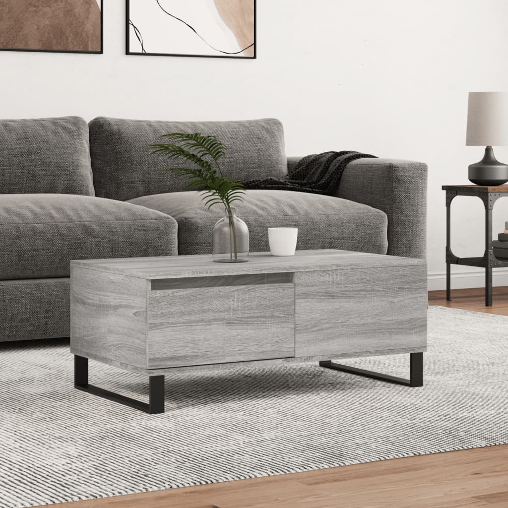 Salontafel 90x50x36,5 cm bewerkt hout grijs sonoma – afbeelding 1