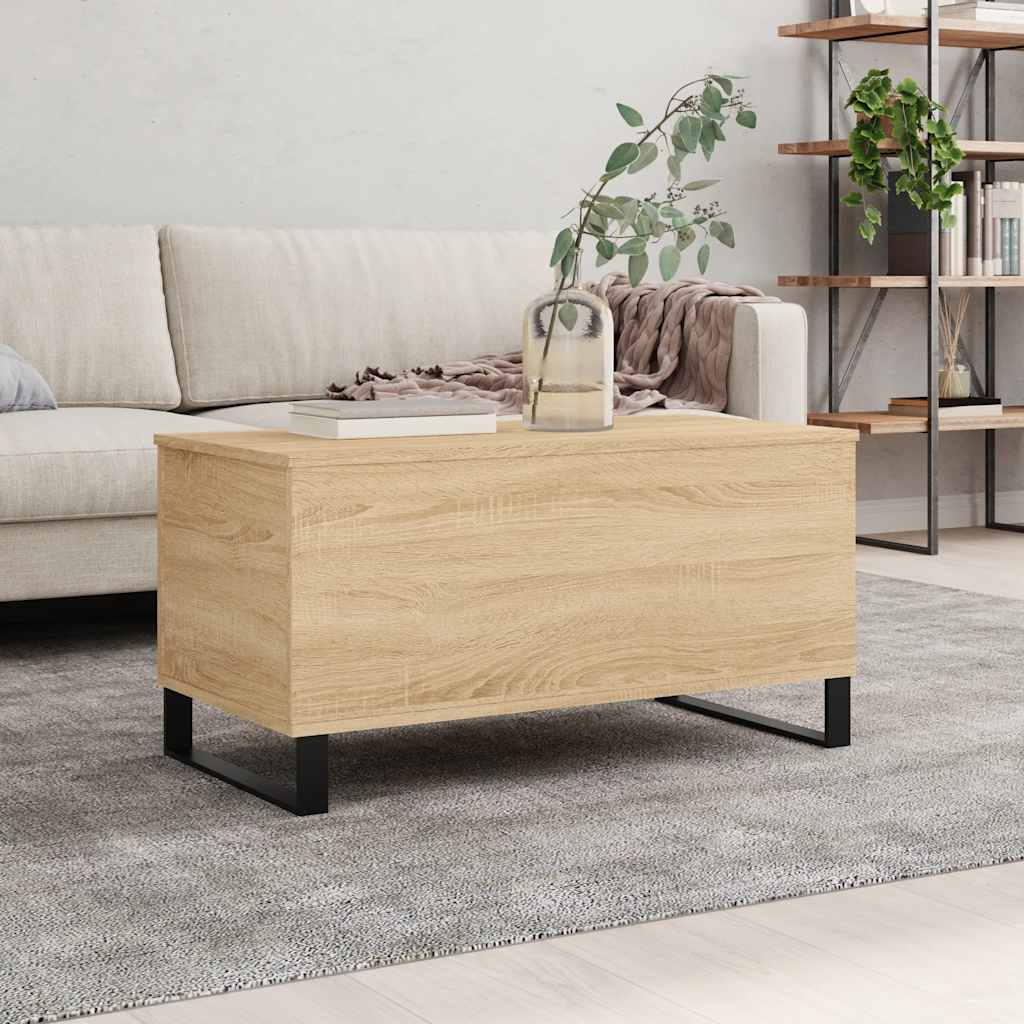 Salontafel 90x44,5x45 cm bewerkt hout sonoma eikenkleurig – afbeelding 1