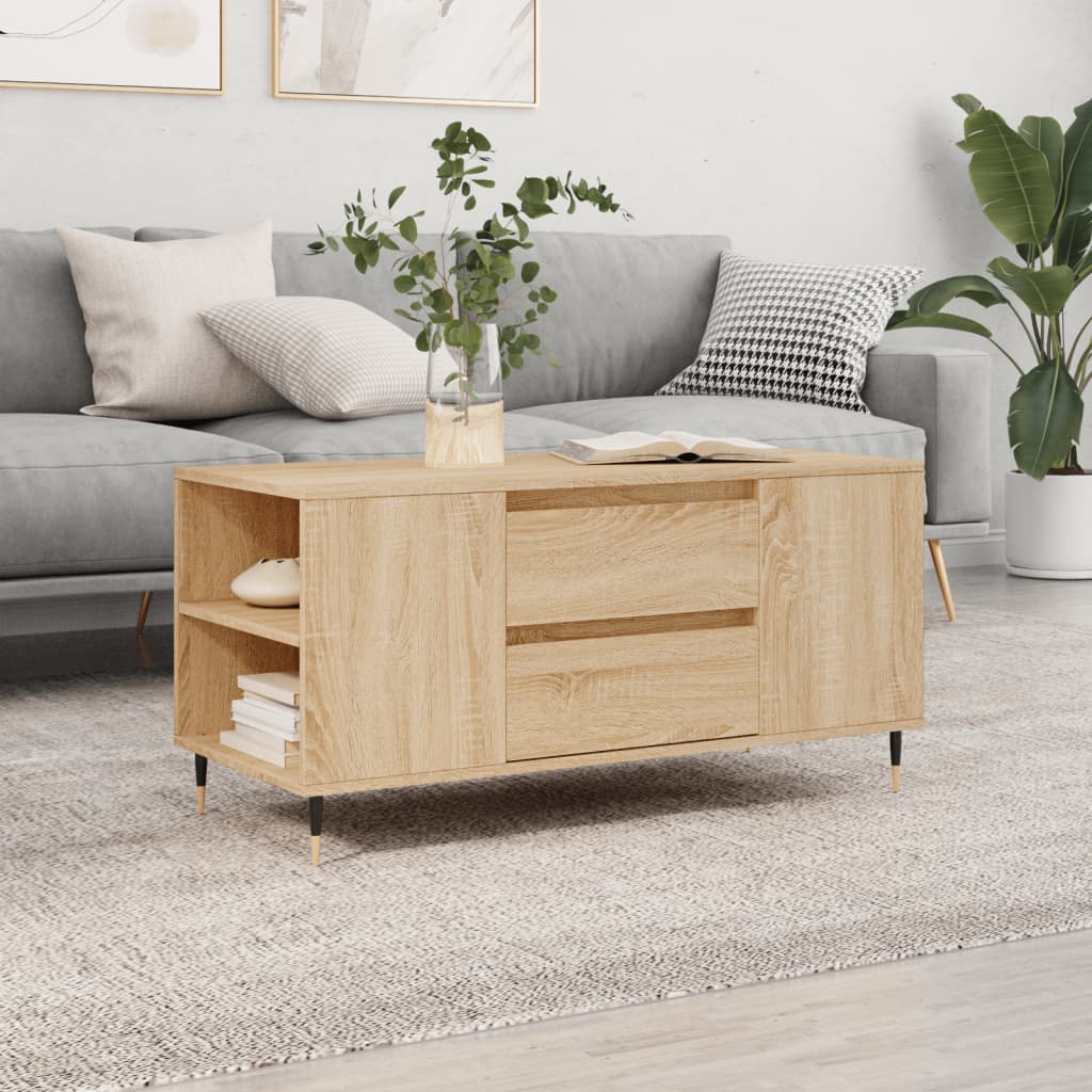 Salontafel 102x44,5x50 cm bewerkt hout sonoma eikenkleurig – afbeelding 1