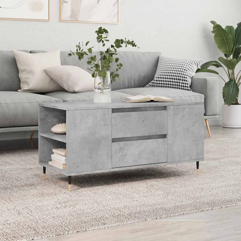 Salontafel 102x44,5x50 cm bewerkt hout betongrijs – afbeelding 1