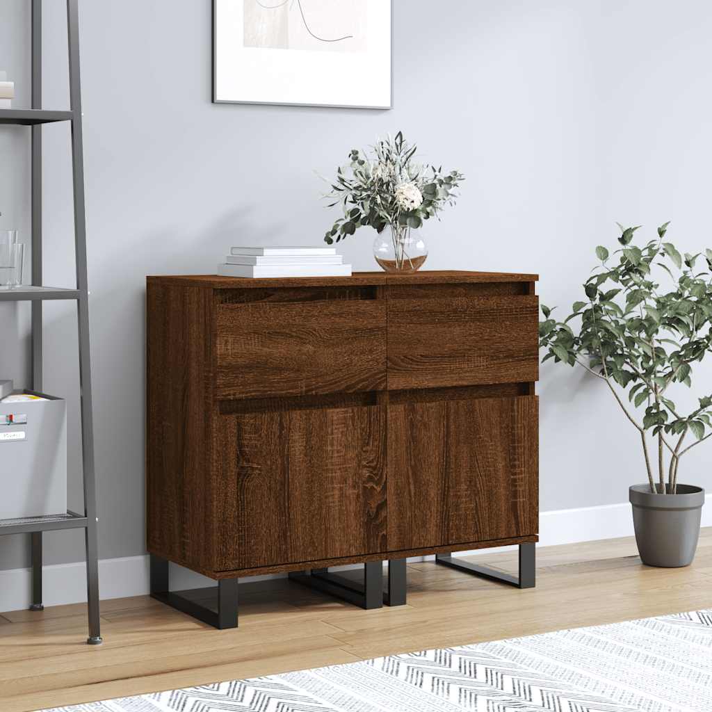 Dressoirs 2 st 40x35x70 cm bewerkt hout bruin eikenkleur – afbeelding 1