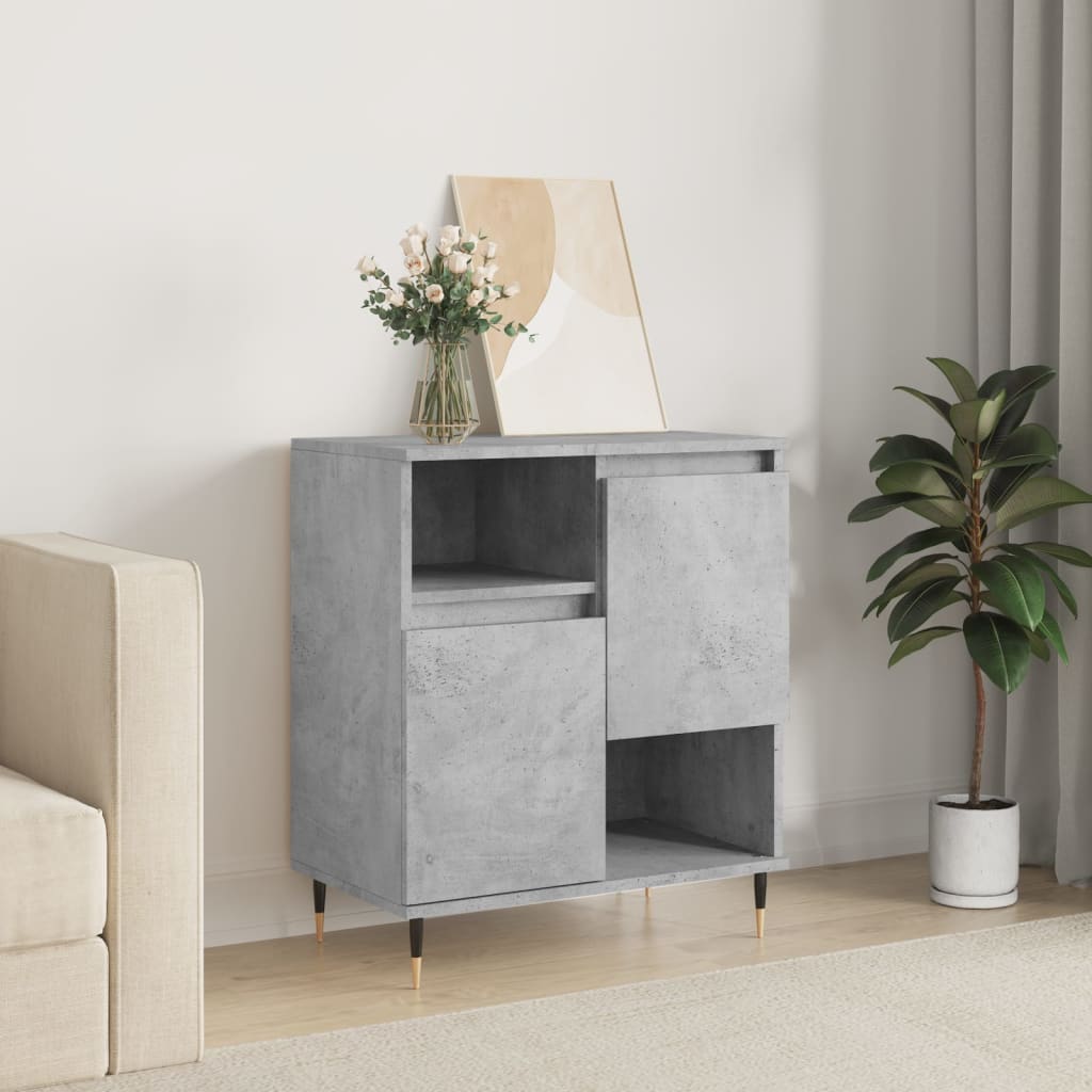 Dressoir 60x35x70 cm bewerkt hout betongrijs – afbeelding 1
