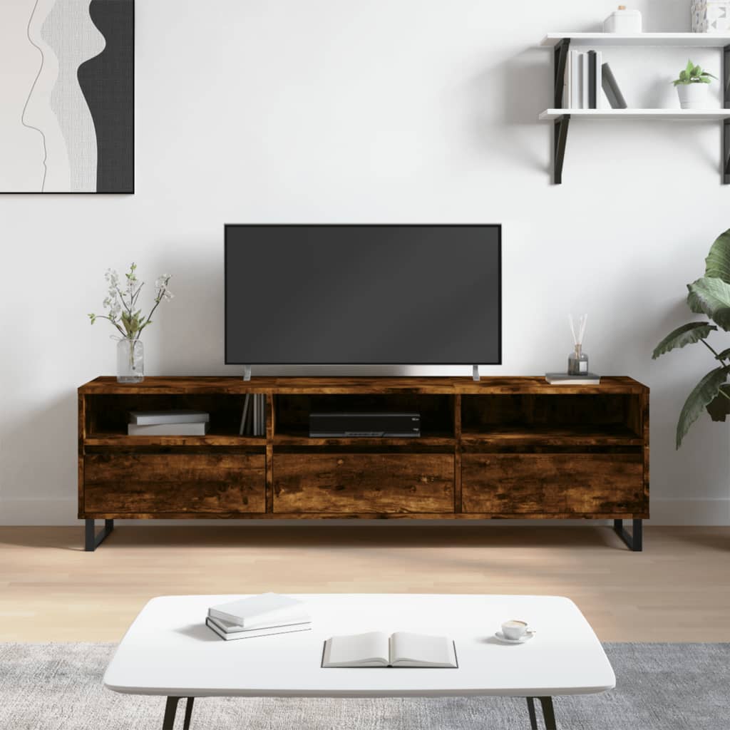 Tv-meubel 150x30x44,5 cm bewerkt hout gerookt eikenkleurig – afbeelding 1