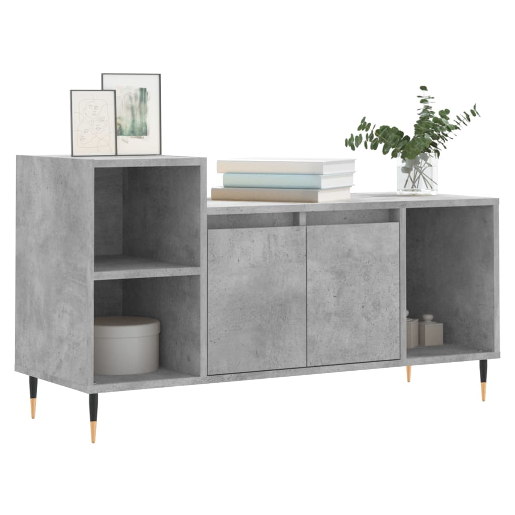 Tv-meubel 100x35x55 cm bewerkt hout betongrijs – afbeelding 3