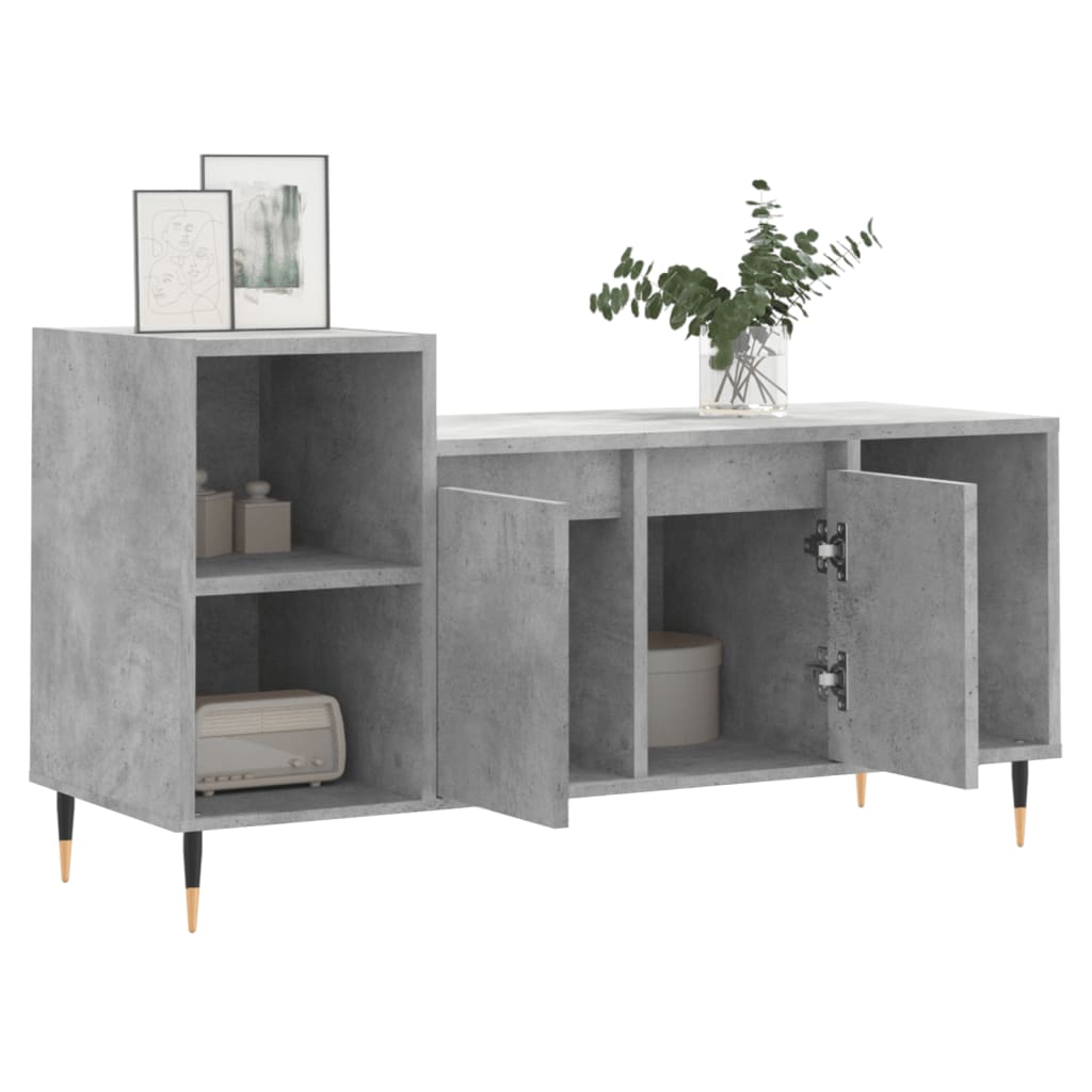 Tv-meubel 100x35x55 cm bewerkt hout betongrijs – afbeelding 4