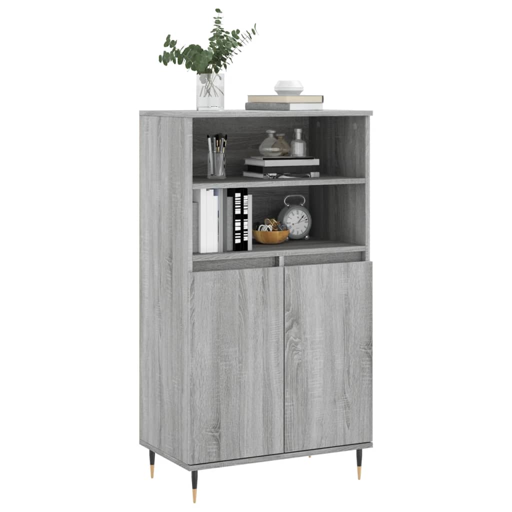 Hoge kast 60x36x110 cm bewerkt hout grijs sonoma eikenkleurig – afbeelding 3