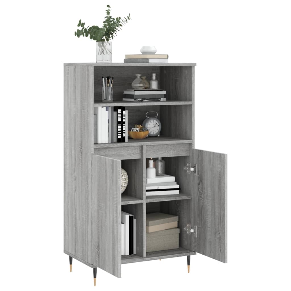 Hoge kast 60x36x110 cm bewerkt hout grijs sonoma eikenkleurig – afbeelding 4
