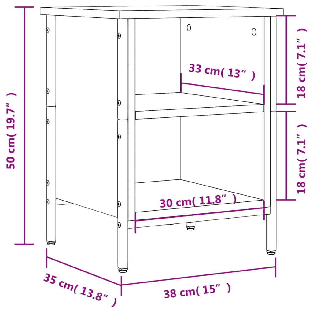 Schoenenkast 38x35x50 cm bewerkt hout gerookt eikenkleurig – afbeelding 10