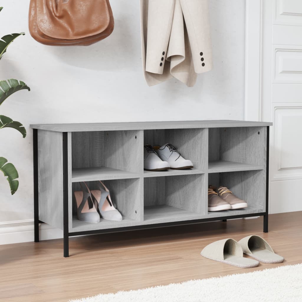 Schoenenkast 100x35x50 cm bewerkt hout grijs sonoma eikenkleur – afbeelding 1