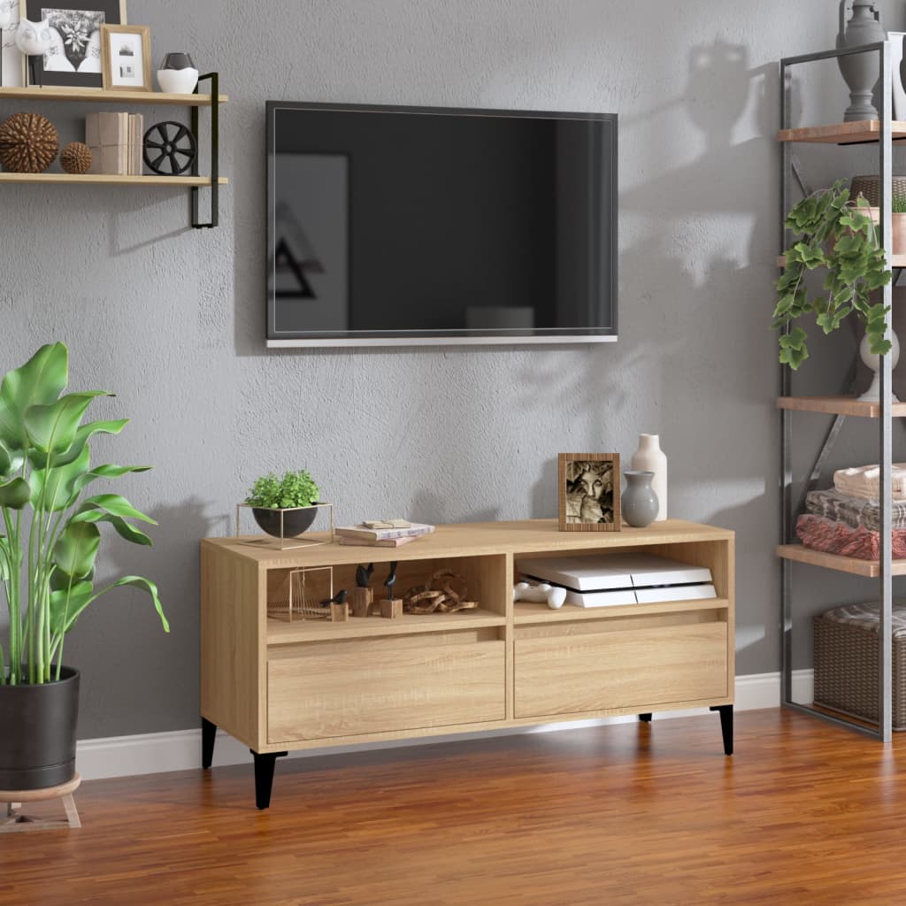 Tv-meubel 100x34,5x44,5 cm bewerkt hout sonoma eikenkleurig – afbeelding 1