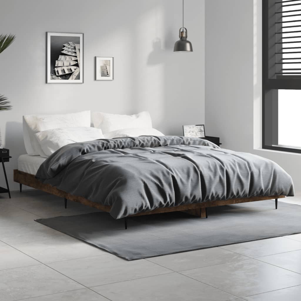 Bedframe zonder matras hout gerookt eikenkleurig 140x190 cm – afbeelding 1