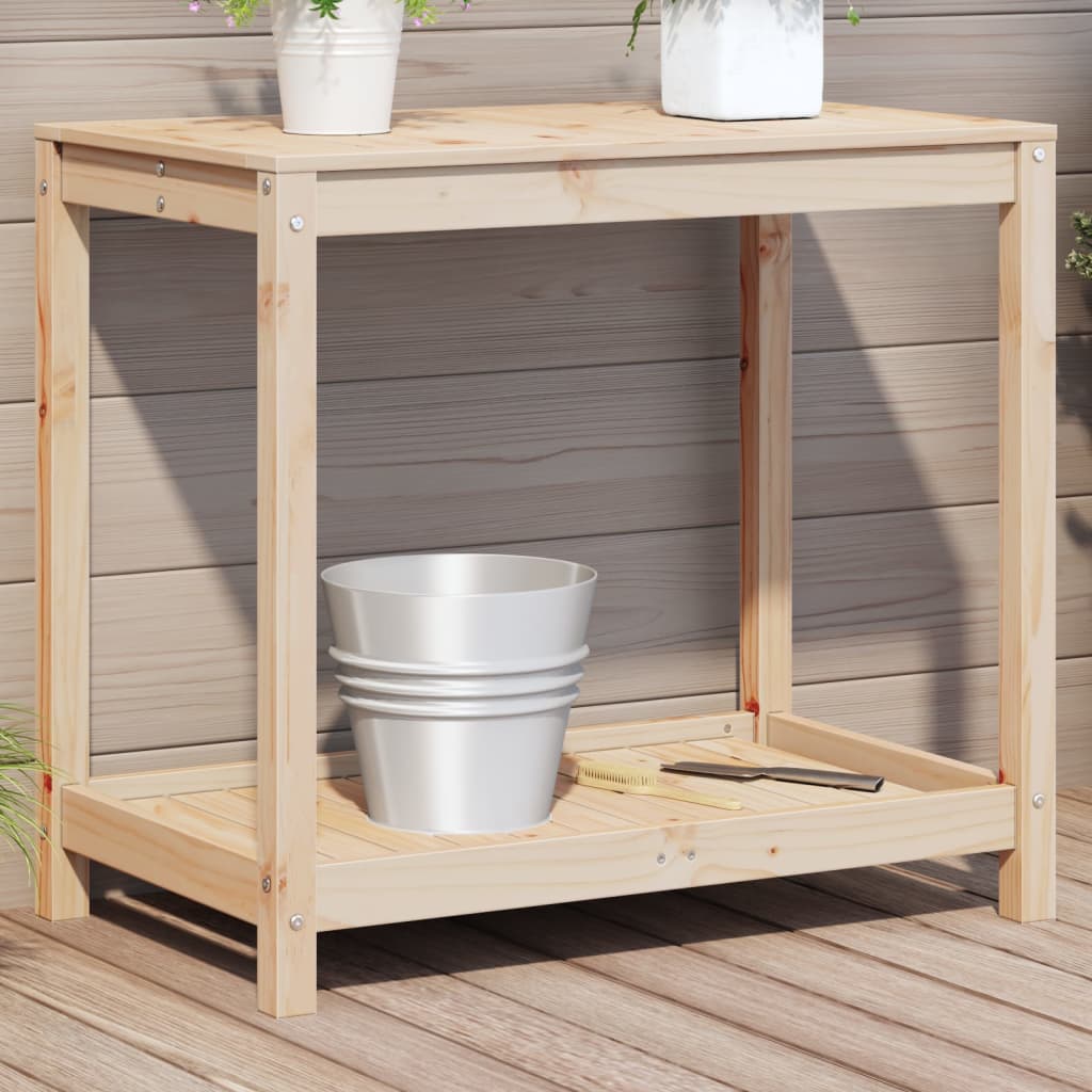 Oppottafel met schap 82,5x50x75 cm massief grenenhout – afbeelding 1