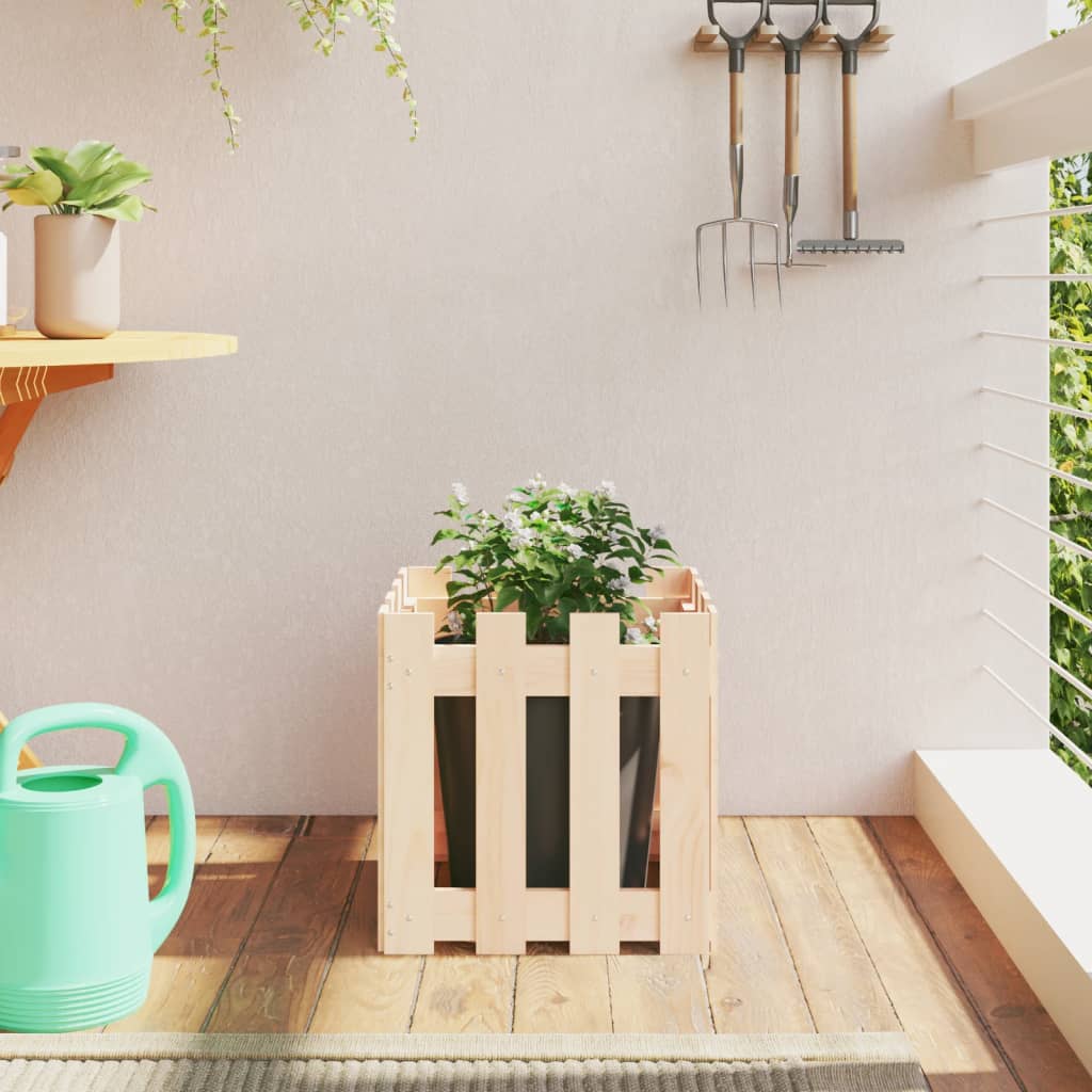Plantenbak met hekontwerp 40x40x40 cm massief grenenhout – afbeelding 1