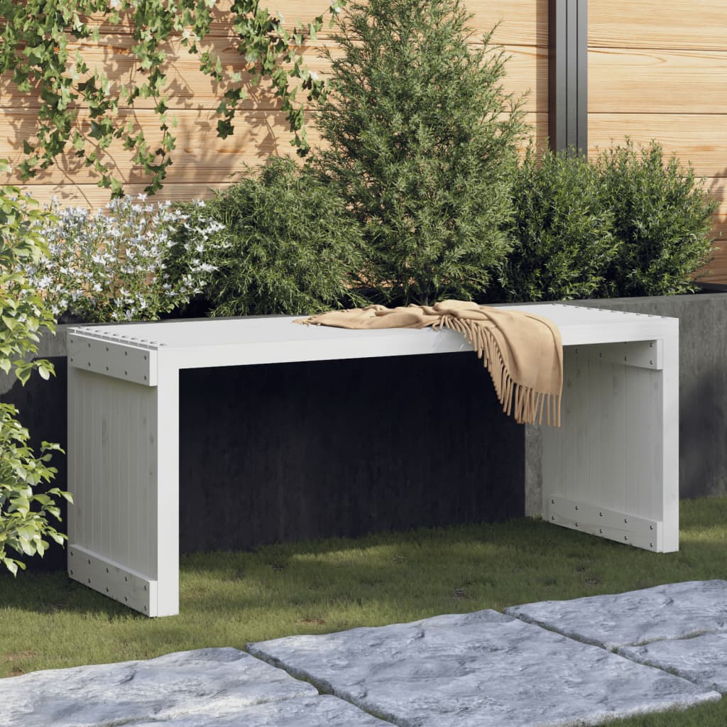 Tuinbankje verlengbaar 212,5x40,5x45 cm massief grenenhout wit – afbeelding 1