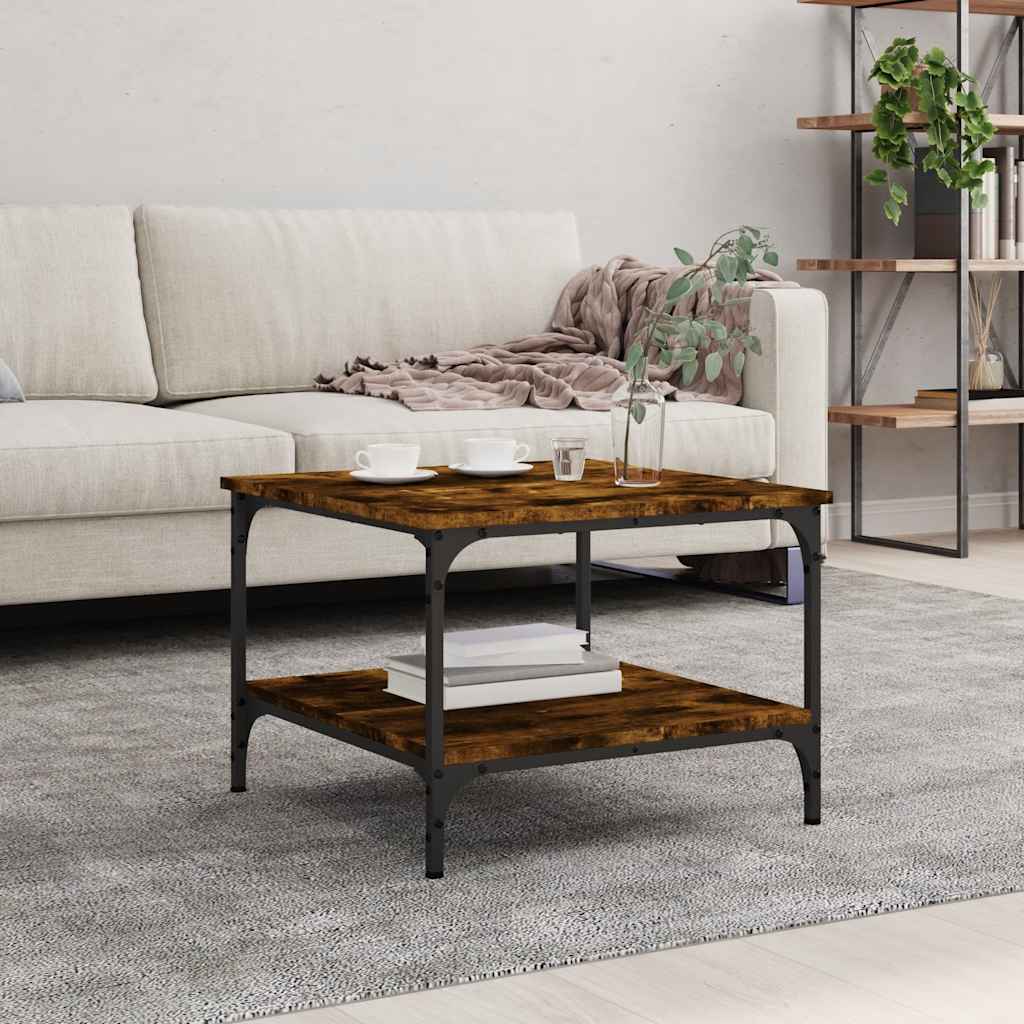 Salontafel 55x55x40 cm bewerkt hout gerookt eikenkleurig – afbeelding 1