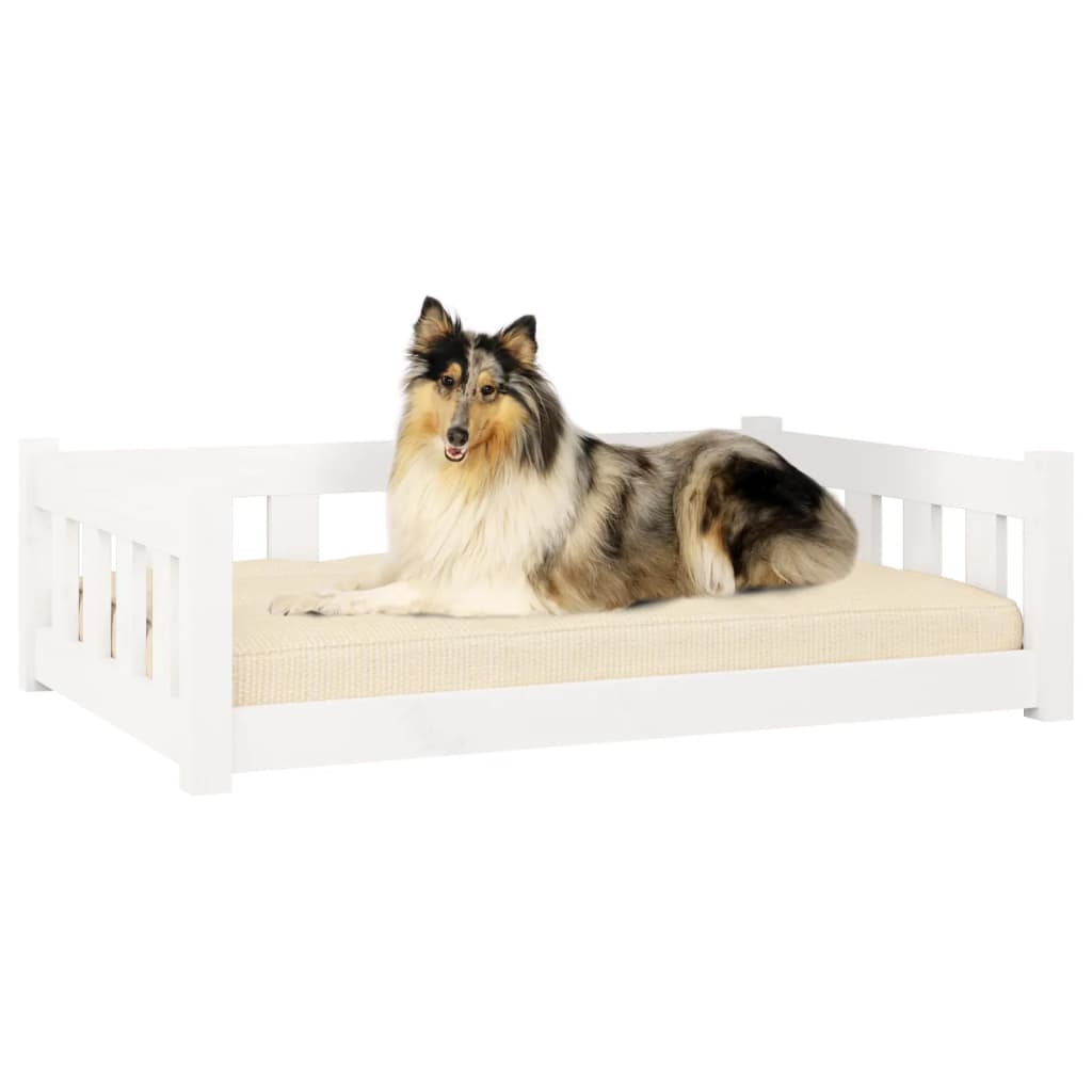 Hondenmand 95,5x65,5x28 cm massief grenenhout wit – afbeelding 5