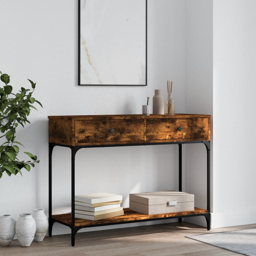 Wandtafel 100x34,5x75 cm bewerkt hout gerookt eikenkleurig – afbeelding 1