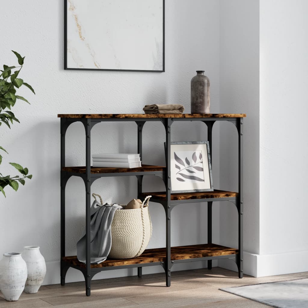 Wandtafel 80x29x75 cm bewerkt hout gerookt eikenkleurig – afbeelding 1