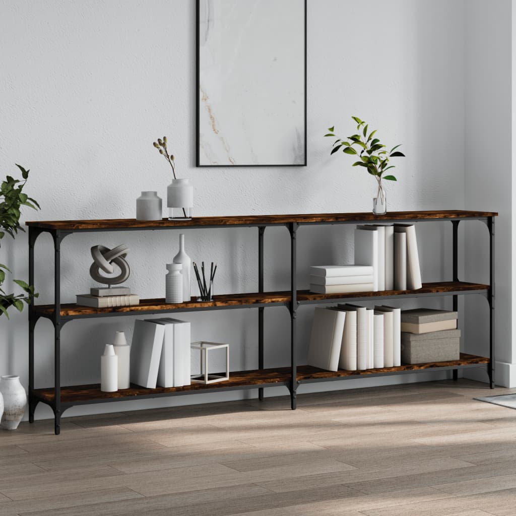 Wandtafel 200x29x75 cm bewerkt hout gerookt eikenkleurig