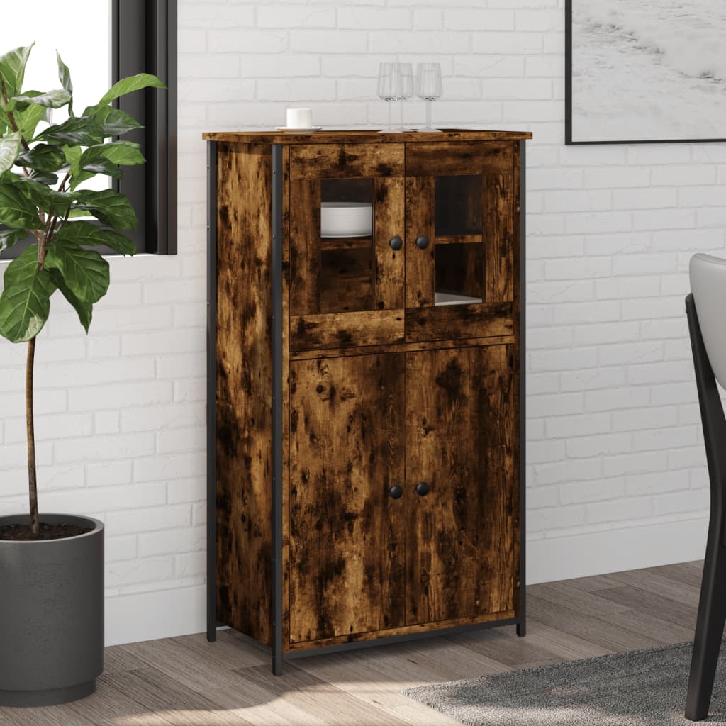 Hoge kast 62x32x106,5 cm bewerkt hout gerookt eikenkleurig
