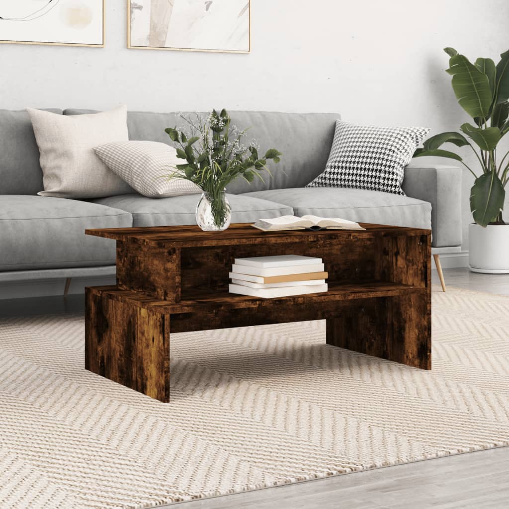Salontafel 90x55x42,5 cm bewerkt hout gerookt eikenkleurig – afbeelding 1