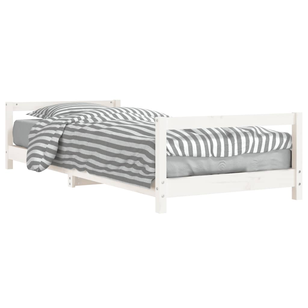 Kinderbedframe 90x200 cm massief grenenhout wit – afbeelding 2