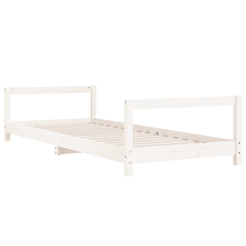 Kinderbedframe 90x200 cm massief grenenhout wit – afbeelding 3