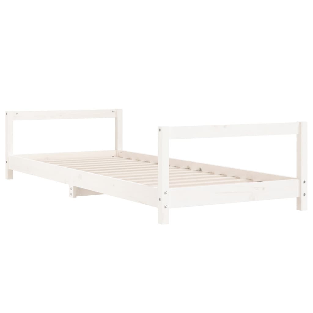 Kinderbedframe 90x200 cm massief grenenhout wit – afbeelding 6