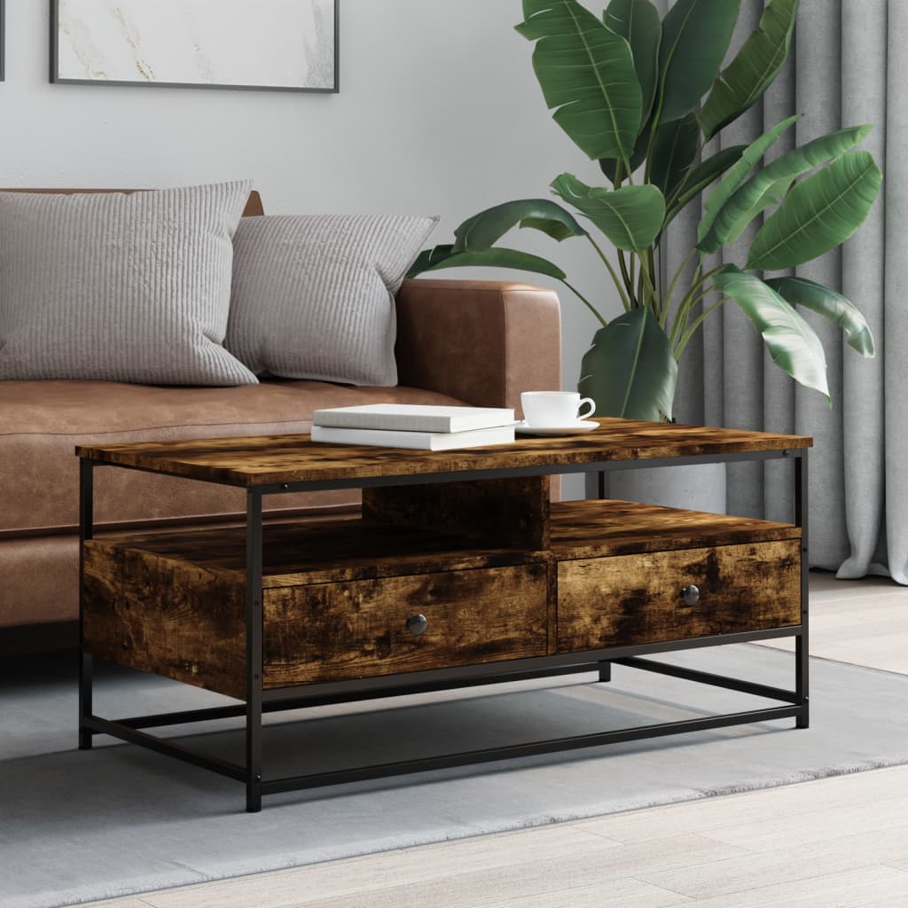 Salontafel 100x51x45 cm bewerkt hout gerookt eikenkleurig – afbeelding 1