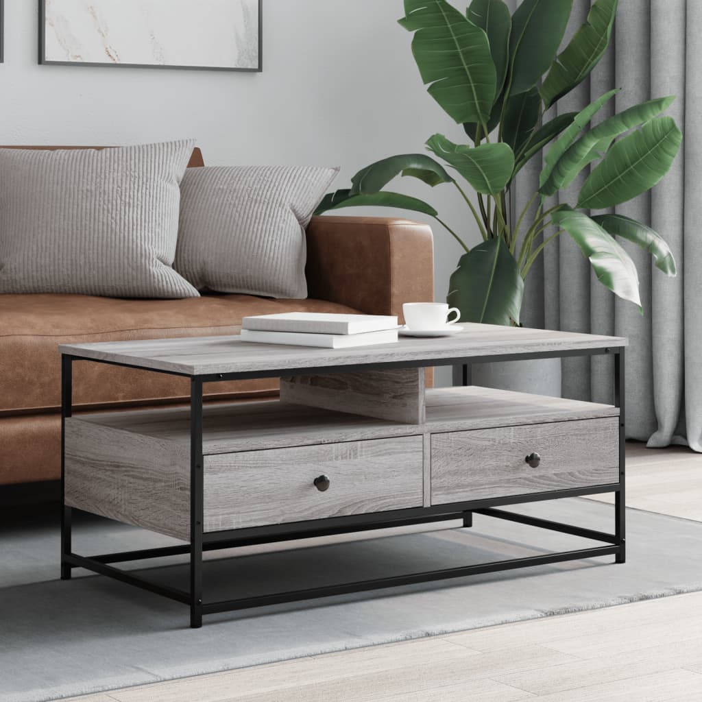 Salontafel 100x51x45 cm bewerkt hout grijs sonoma – afbeelding 1