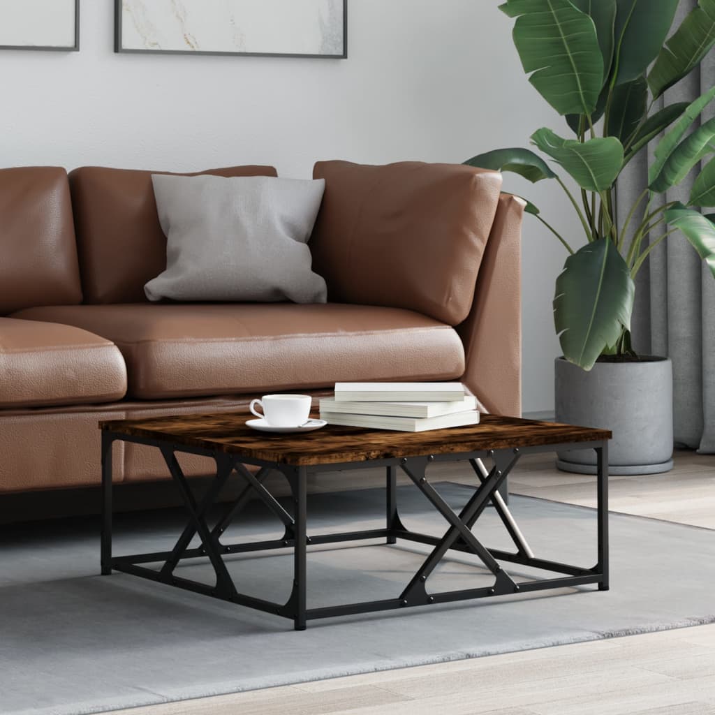 Salontafel 70x70x30 cm bewerkt hout gerookt eikenkleurig – afbeelding 1