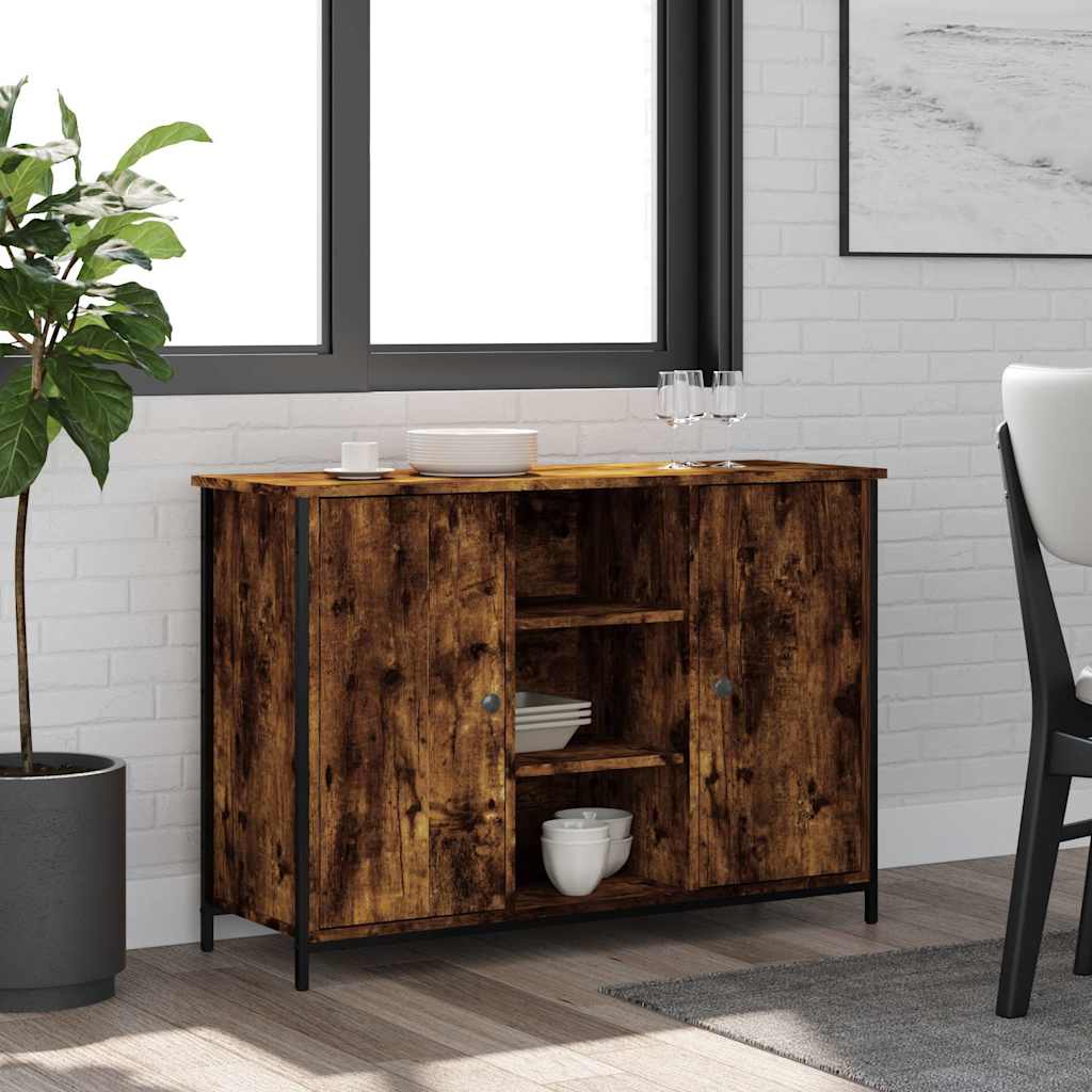 Dressoir 100x35x70 cm bewerkt hout gerookt eikenkleurig – afbeelding 1